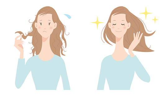 ダメージ髪とつやつや髪