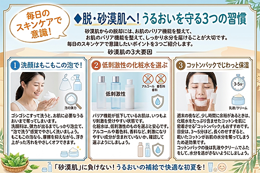 脱・砂漠肌へ!うるおいを守る3つの習慣