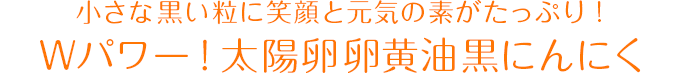 小さな黒い粒に笑顔と元気の素がたっぷり！Wパワー！太陽卵卵黄油黒にんにく