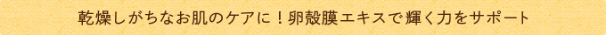 乾燥しがちなお肌のケアに！卵殻膜エキスで輝く力をサポート