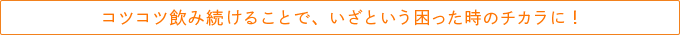 コツコツ飲み続けることで、いざという困った時のチカラに！