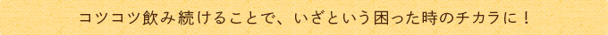 コツコツ飲み続けることで、いざという困った時のチカラに！