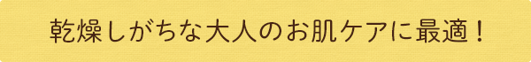 乾燥しがちな大人のお肌ケアに最適！