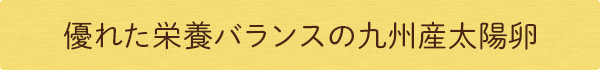 優れた栄養バランスの九州産太陽卵