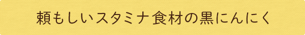 頼もしいスタミナ食材の黒にんにく
