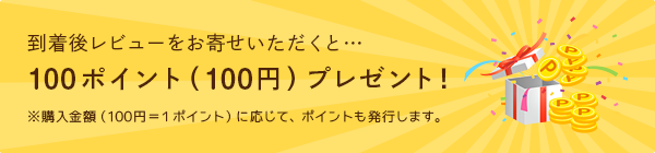 到着後レビューをお寄せいただくと…100ポイント(100円)プレゼント!
